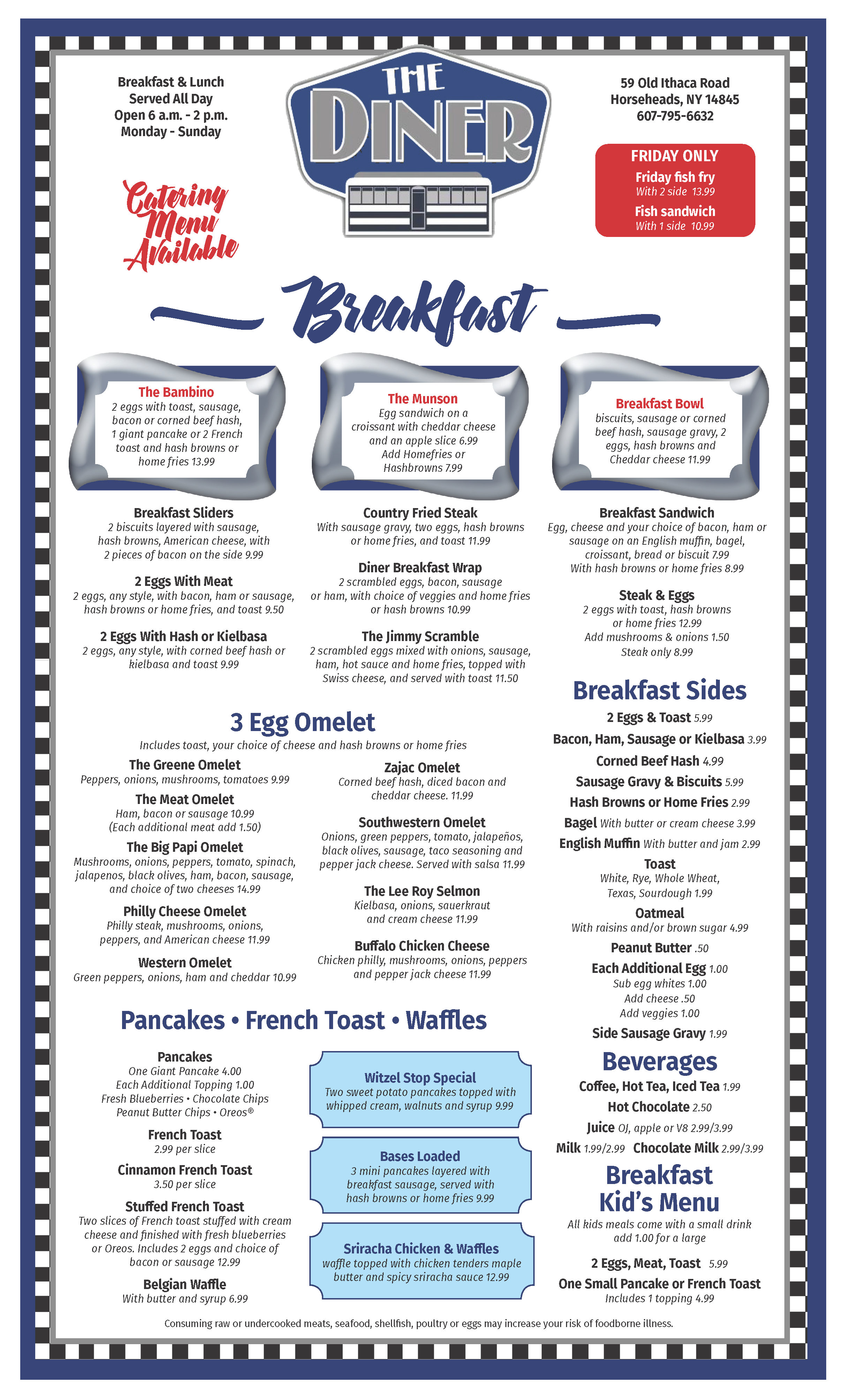 Menu The Diner